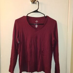 St. John's Bay Red Fitted Long Sleeve T-Shirt